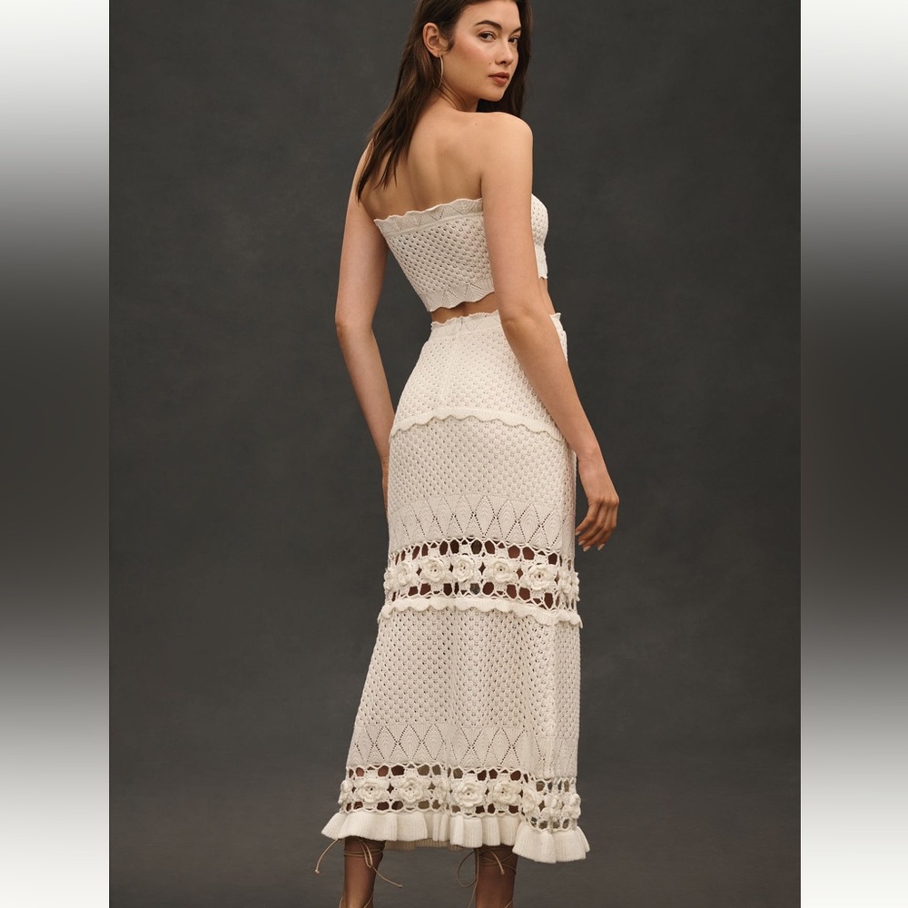 MABLE Pointelle Top and Crochet Maxi Skirt Set - Picture 2 of 7